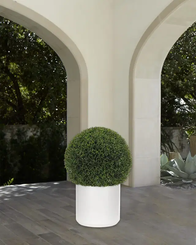 NDI Faux Boxwood Ball Plant in Ceramic Planter, 23"T
