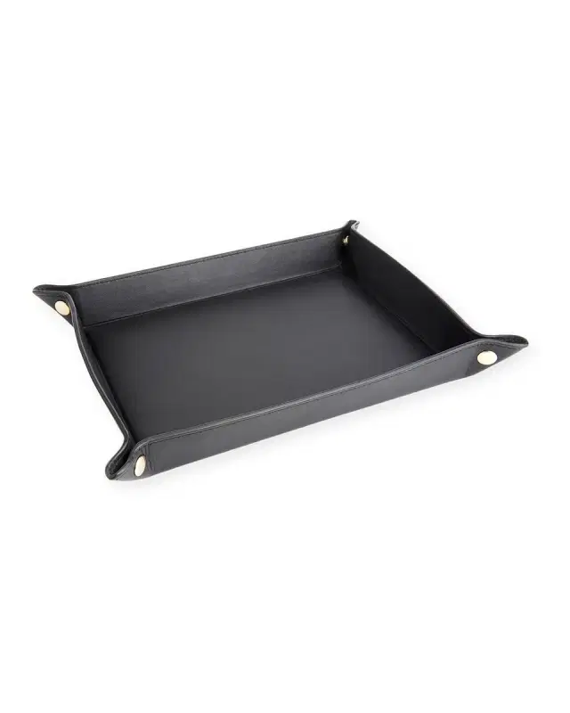 ROYCE New York Monogrammed Large Catchall Leather Valet Tray, Personalized