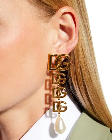 Dolce & Gabbana Graduated DG Logo Dangle Clip Earrings | Thumbnail 2