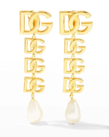 Dolce & Gabbana Graduated DG Logo Dangle Clip Earrings | Thumbnail 1