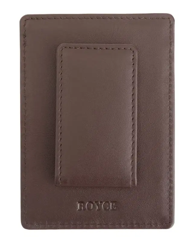ROYCE New York Monogrammed Leather Magnetic Money Clip Wallet, Personalized
