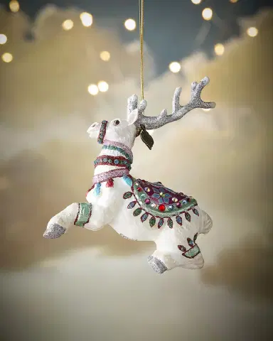Jay Strongwater Cupid Reindeer Glass Ornament | Thumbnail 1 Jay Strongwater Cupid Reindeer Glass Ornament | Thumbnail 1