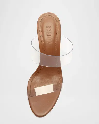 Schutz Ariella Strappy See-Through Vinyl Slide High-Heel Sandals | Thumbnail 3