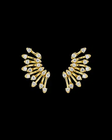 Hueb Luminus 18k Yellow Gold Diamond Semicircle Earrings | Thumbnail 2 Hueb Luminus 18k Yellow Gold Diamond Semicircle Earrings | Thumbnail 2