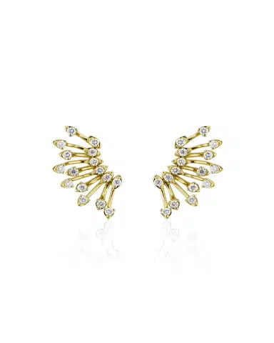 Hueb Luminus 18k Yellow Gold Diamond Semicircle Earrings | Thumbnail 3 Hueb Luminus 18k Yellow Gold Diamond Semicircle Earrings | Thumbnail 3