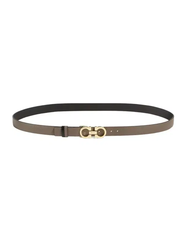 Gancini-Buckle Reversible Leather Belt