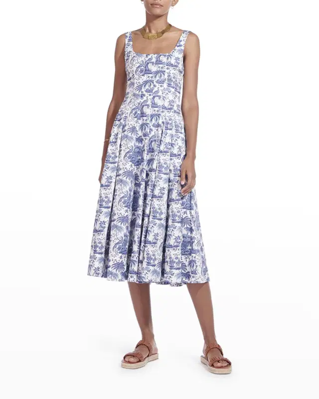 Wells Toile Poplin Midi Dress