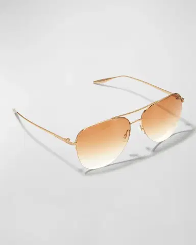 BARTON PERREIRA Chevalier Semi-Rimless Metal Aviator Sunglasses | Thumbnail 3