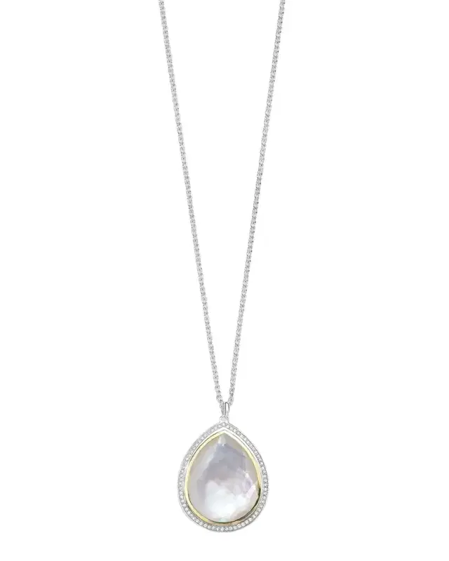 Large Teardrop Pendant Necklace in Chimera with Diamonds