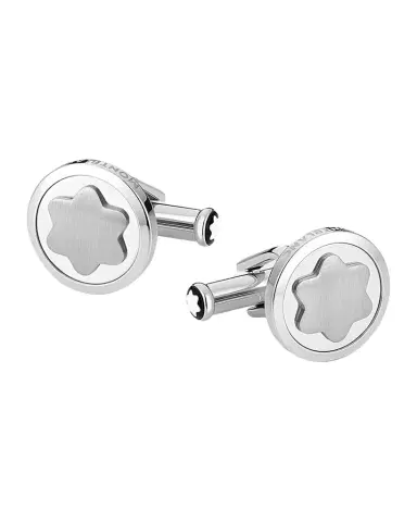 Montblanc Snowcap-Emblem Round Cuff Links, Silvertone | Thumbnail 1