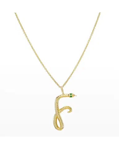 Zoe Lev Jewelry 14K Gold Snake Initial Necklace | Thumbnail 2