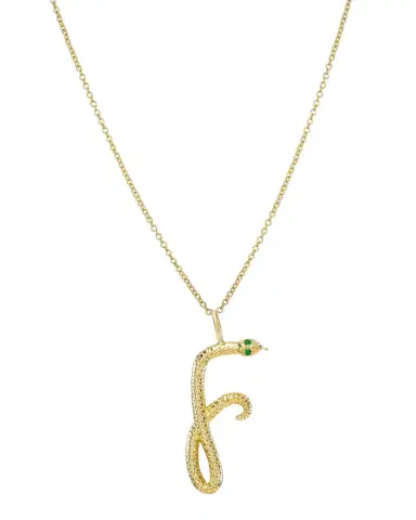 Zoe Lev Jewelry 14K Gold Snake Initial Necklace | Thumbnail 1