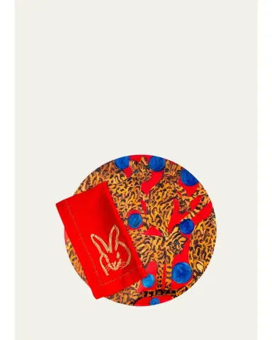 Hunt Slonem Blue Pearls Ocelot Lacquered Placemat | Thumbnail 1