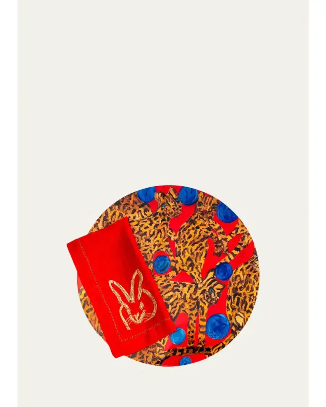 Hunt Slonem Blue Pearls Ocelot Lacquered Placemat