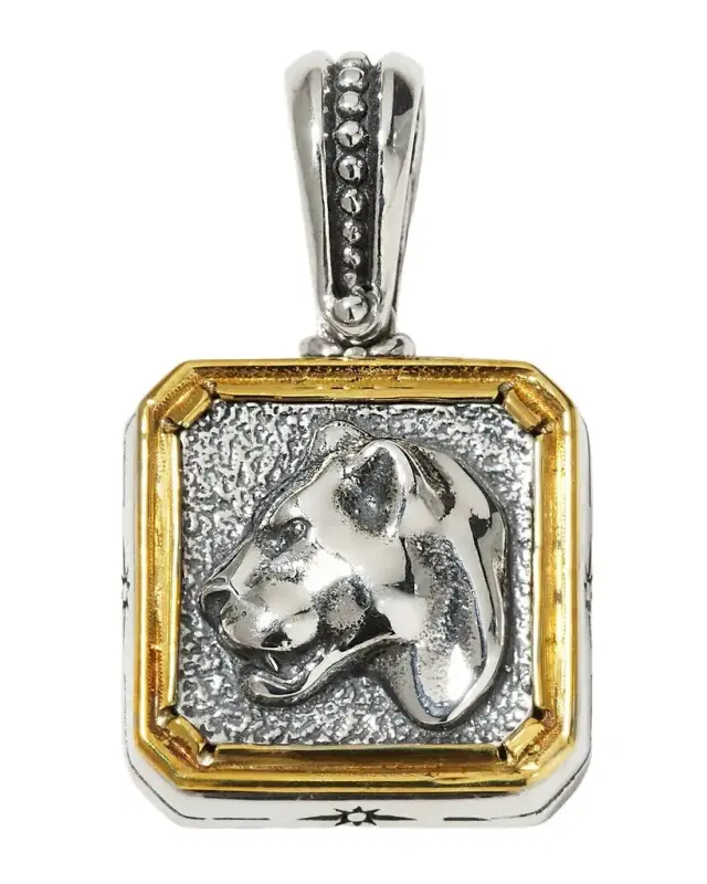 Men 's Sterling Silver & Bronze Panther Pendant