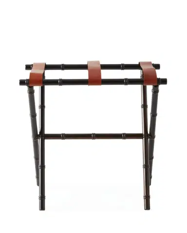 Gate House Furniture Bamboo Inspired Luggage Rack with Leather Straps | Thumbnail 2 Gate House Furniture Bamboo Inspired Luggage Rack with Leather Straps | Thumbnail 2