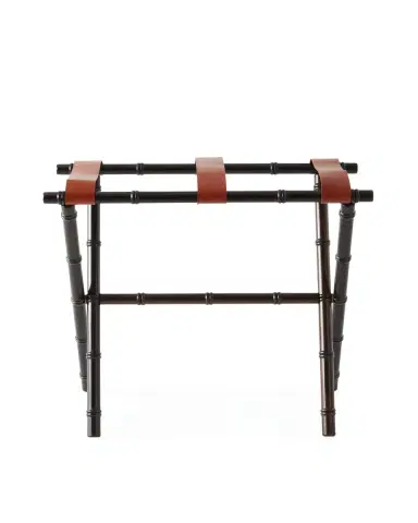 Gate House Furniture Bamboo Inspired Luggage Rack with Leather Straps | Thumbnail 4 Gate House Furniture Bamboo Inspired Luggage Rack with Leather Straps | Thumbnail 4