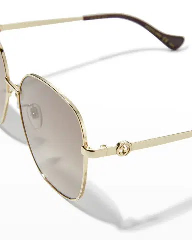 Gucci Oversized Rectangle Metal & Acetate Sunglasses | Thumbnail 4 Gucci Oversized Rectangle Metal & Acetate Sunglasses | Thumbnail 4