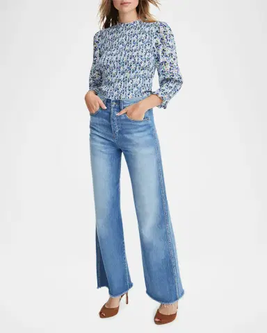Veronica Beard Kali Floral Smocked Three-Quarter Sleeve Top | Thumbnail 2 Veronica Beard Kali Floral Smocked Three-Quarter Sleeve Top | Thumbnail 2