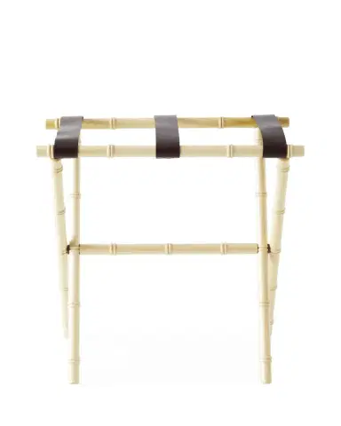 Gate House Furniture Bamboo Inspired Luggage Rack with Leather Straps | Thumbnail 2 Gate House Furniture Bamboo Inspired Luggage Rack with Leather Straps | Thumbnail 2