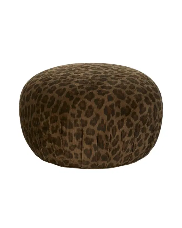 Haute House Leopard-Print Velvet Pouf