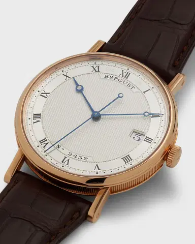 Breguet Rose Gold Classique Silver Dial Watch with Leather Strap | Thumbnail 3