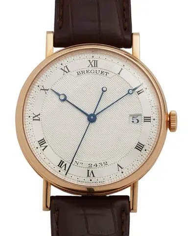 Breguet Rose Gold Classique Silver Dial Watch with Leather Strap | Thumbnail 1