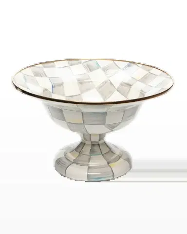 MacKenzie-Childs Sterling Check Enamel Compote Bowl, Large | Thumbnail 2 MacKenzie-Childs Sterling Check Enamel Compote Bowl, Large | Thumbnail 2