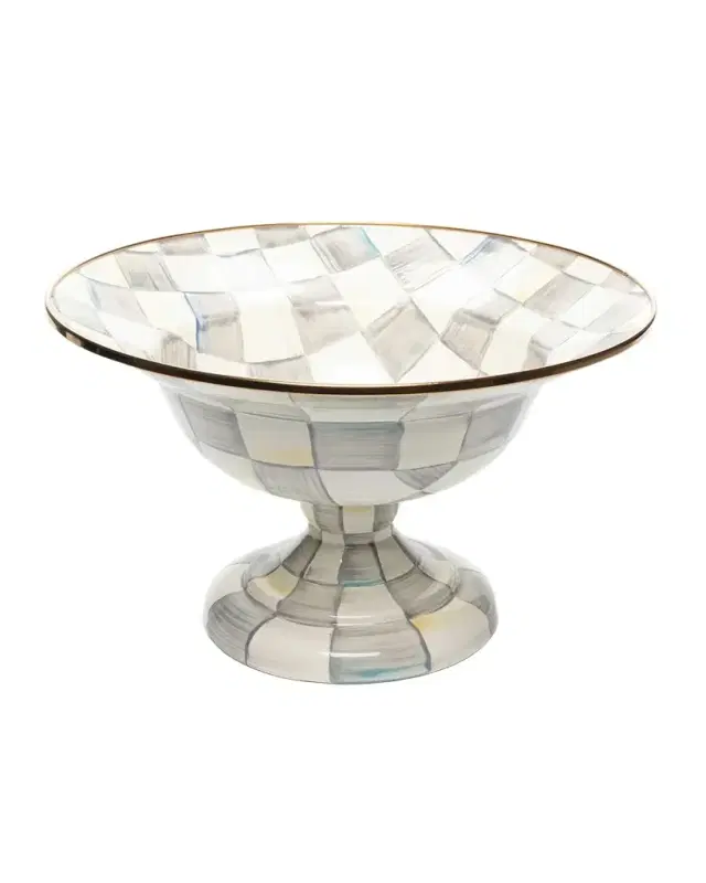 MacKenzie-Childs Sterling Check Enamel Compote Bowl, Large