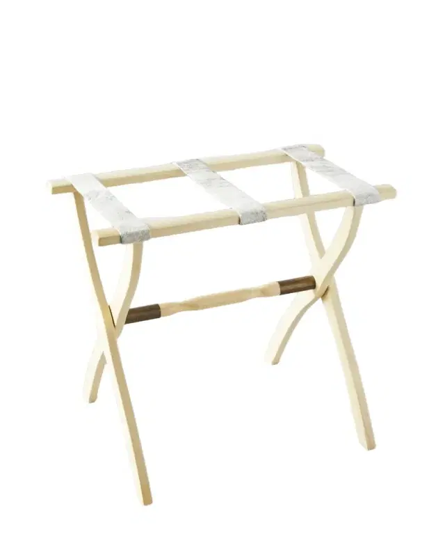 Gate House Furniture Wood Contour Leg Luggage Rack with Metal Accents