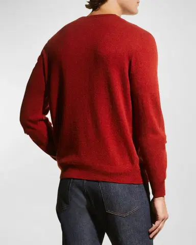 Neiman Marcus Men's Wool-Cashmere Knit V-Neck Sweater | Thumbnail 2