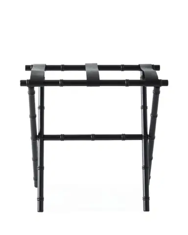 Gate House Furniture Bamboo Inspired Luggage Rack with Leather Straps | Thumbnail 2 Gate House Furniture Bamboo Inspired Luggage Rack with Leather Straps | Thumbnail 2