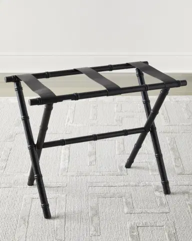 Gate House Furniture Bamboo Inspired Luggage Rack with Leather Straps | Thumbnail 3 Gate House Furniture Bamboo Inspired Luggage Rack with Leather Straps | Thumbnail 3
