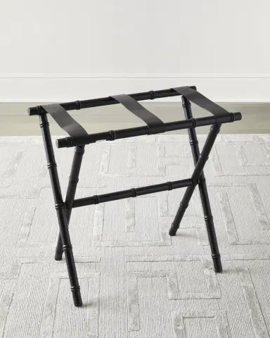 Gate House Furniture Bamboo Inspired Luggage Rack with Leather Straps | Thumbnail 1 Gate House Furniture Bamboo Inspired Luggage Rack with Leather Straps | Thumbnail 1
