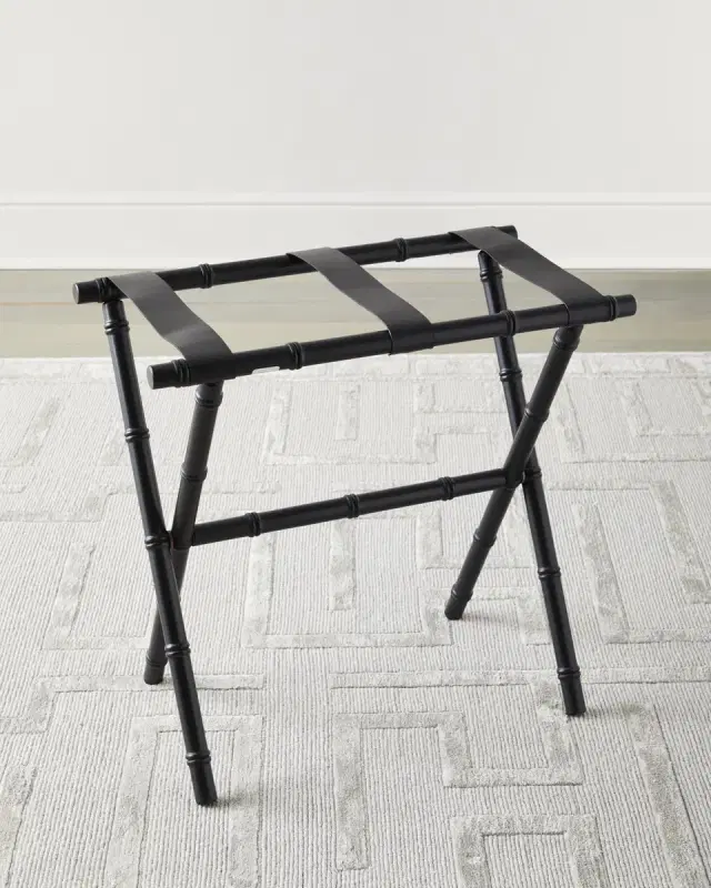 Gate House Furniture Bamboo Inspired Luggage Rack with Leather Straps