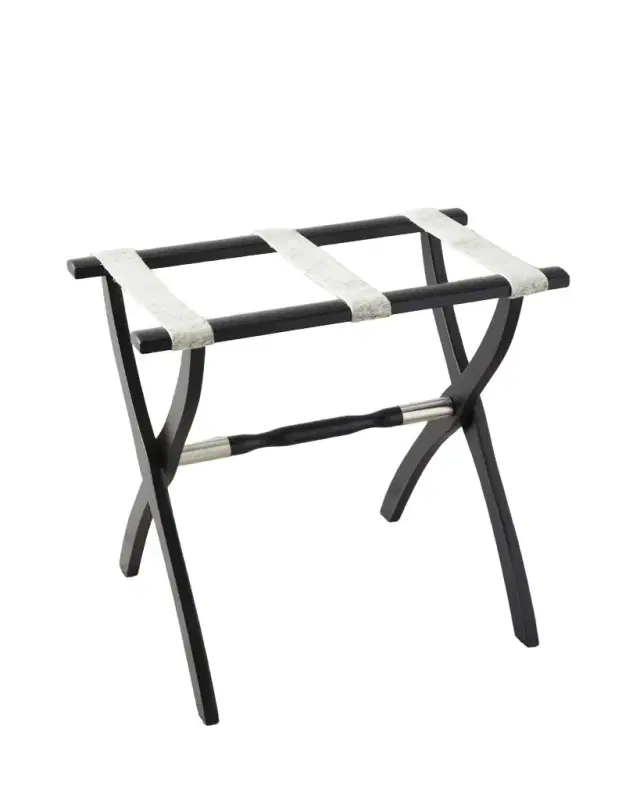 Gate House Furniture Wood Contour Leg Luggage Rack with Metal Accents