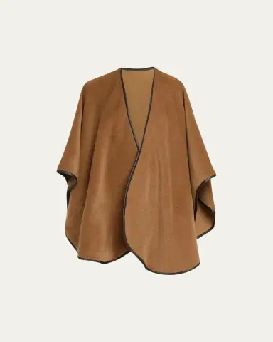 Sofia Cashmere Baby Alpaca Cape w/ Leather Trim | Thumbnail 3