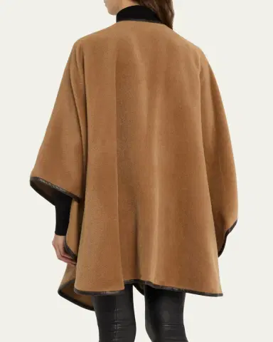 Sofia Cashmere Baby Alpaca Cape w/ Leather Trim | Thumbnail 5