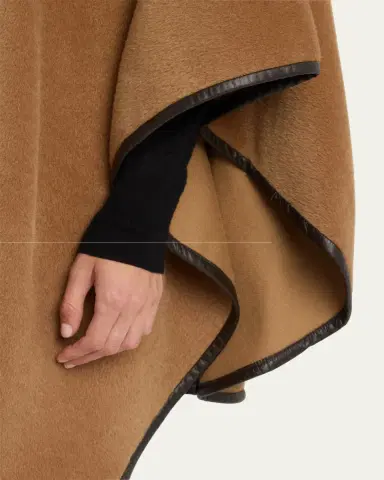 Sofia Cashmere Baby Alpaca Cape w/ Leather Trim | Thumbnail 7