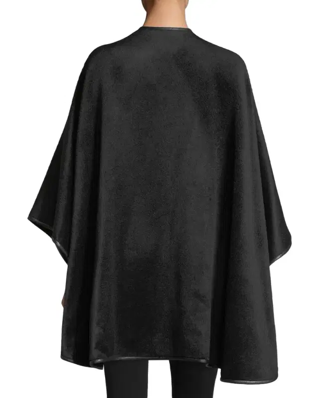 Baby Alpaca Cape w/ Leather Trim