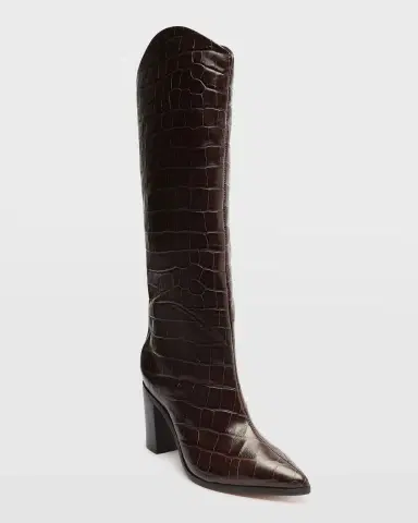 Schutz Analeah Croc-Embossed Knee-High Boots | Thumbnail 2