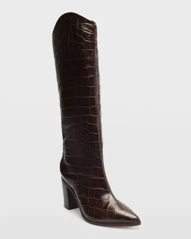 Schutz Analeah Croc-Embossed Knee-High Boots | Thumbnail 4