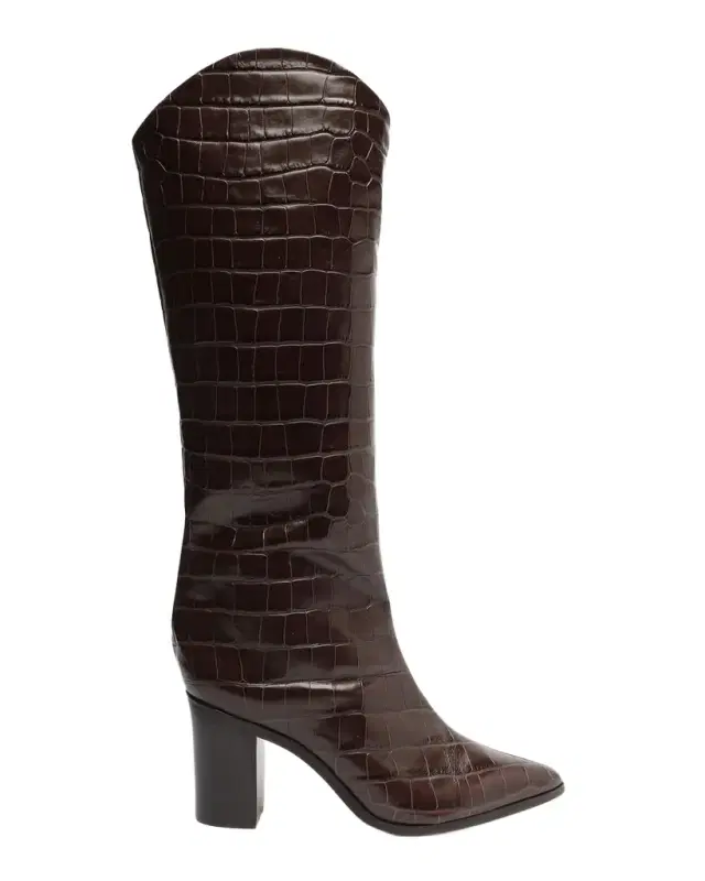 Schutz Analeah Croc-Embossed Knee-High Boots