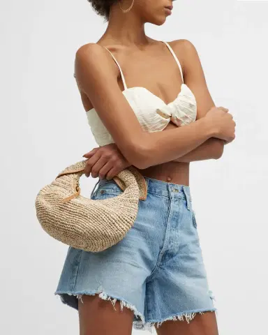 POOLSIDE The Josie Knot Raffia Top-Handle Bag | Thumbnail 4