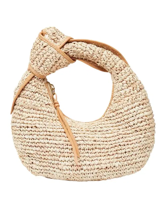 POOLSIDE The Josie Knot Raffia Top-Handle Bag
