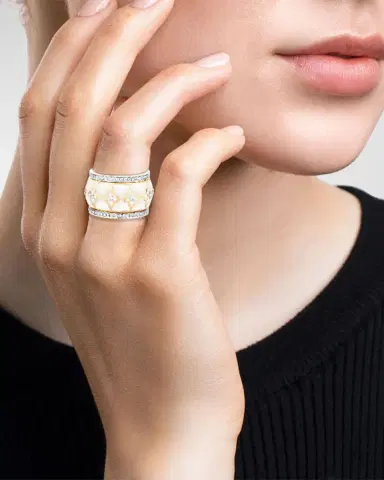 Farah Khan Atelier 18K Yellow Gold Atlas White Rings, Set of 3, Size 7 | Thumbnail 2