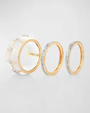 Farah Khan Atelier 18K Yellow Gold Atlas White Rings, Set of 3, Size 7 | Thumbnail 3
