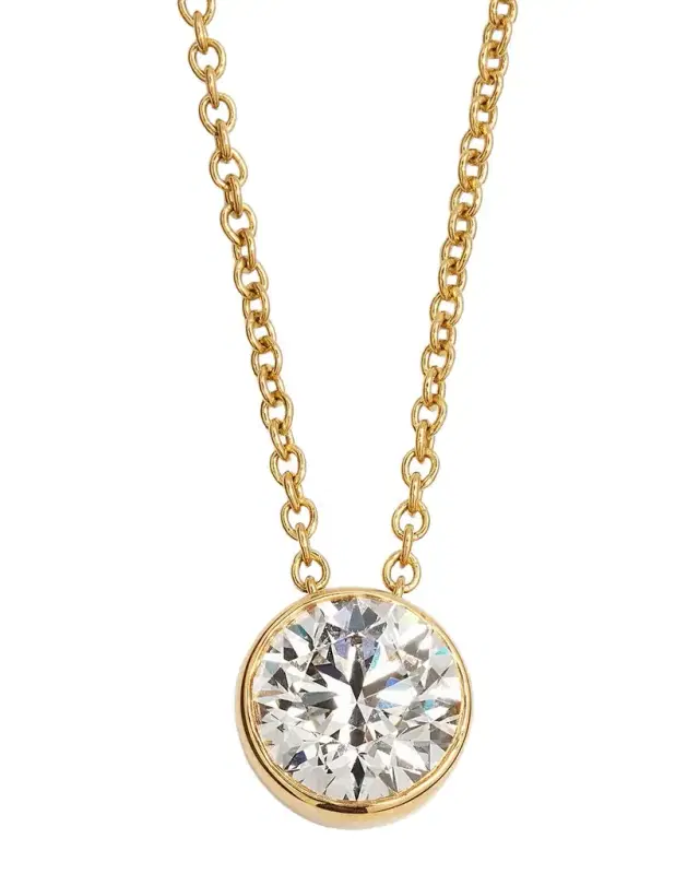 Lab Grown Diamond 18K Yellow Gold Round Pendant Necklace, 1.5tcw