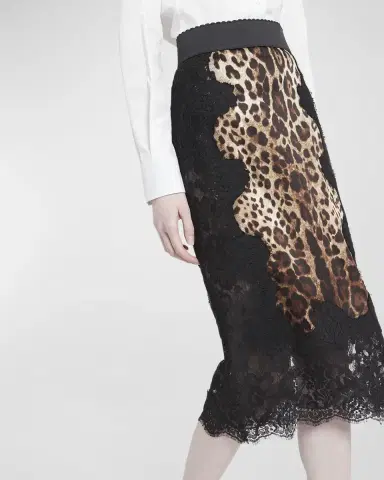 Dolce & Gabbana Leopard-Print Insert Lace Midi Skirt | Thumbnail 7 Dolce & Gabbana Leopard-Print Insert Lace Midi Skirt | Thumbnail 7