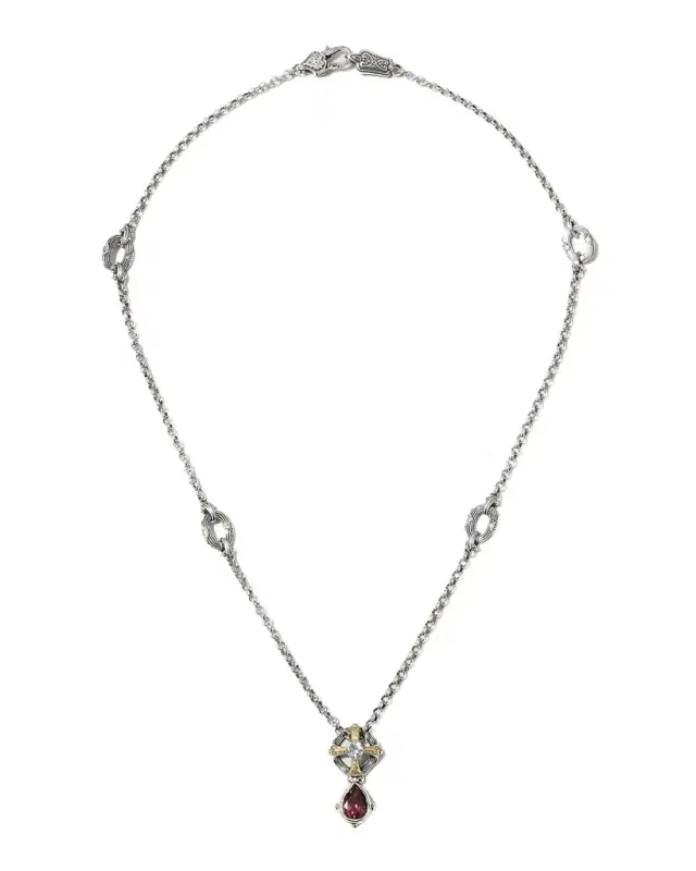 Topaz & Rhodolite Pendant Necklace